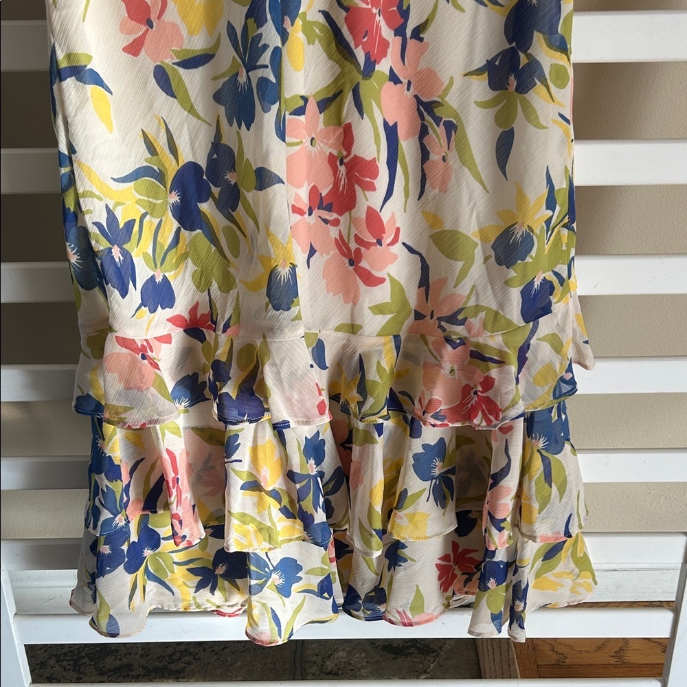 Ralph Lauren Floral Colorful Georgette Drop-Waist Dress Size 4 - Picture 11 of 14